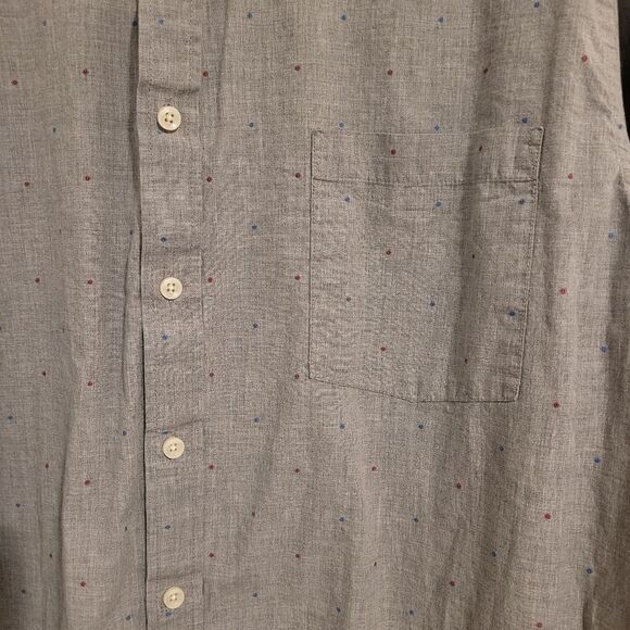 Goodfellow & CO red and blue dotted men's long sleeve button up shirt - Picture 3 of 6
